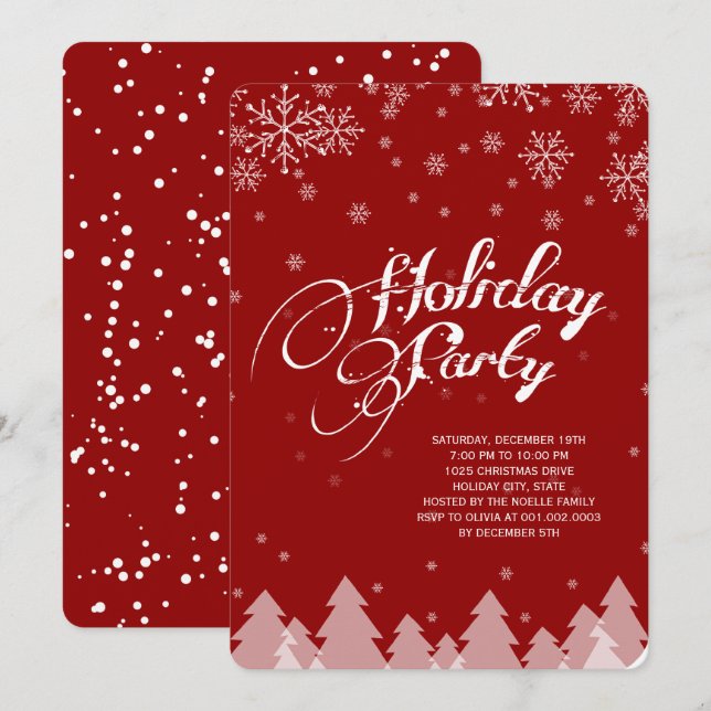 Winter Wonderland Snowflakes Holiday Party Invite (Front/Back)