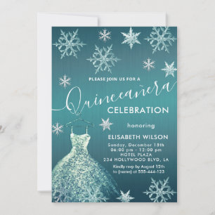 Winter wonderland snowflakes  Quinceañera  Invitation