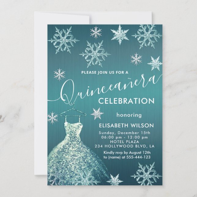 Winter wonderland snowflakes  Quinceañera  Invitation (Front)