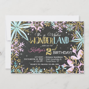 Winter Wonderland Snowflakes Sparkle Birthday Holiday Card