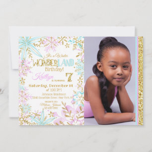 Winter Wonderland Snowflakes Sparkle Birthday Invitation