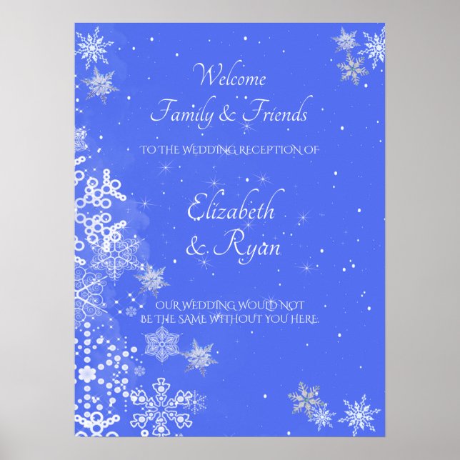 Winter Wonderland, Snowflakes, Wedding Welcome Poster (Front)