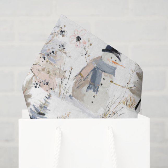 Winter Wonderland Snowman and Bird Pattern    Tissue Paper (Gift Bag)