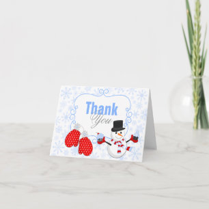 Winter Wonderland Snowman Mittens Thank You Card