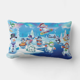 Winter wonderland snowmen cushion
