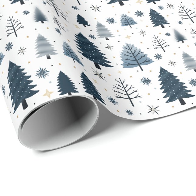 Winter Wonderland Snowy Blue Christmas Wrapping Paper (Roll Corner)