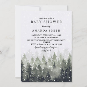 Winter Wonderland Snowy Forest Baby Shower Invitation