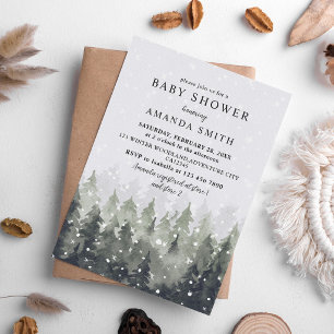 Winter Wonderland Snowy Forest Baby Shower Invitation