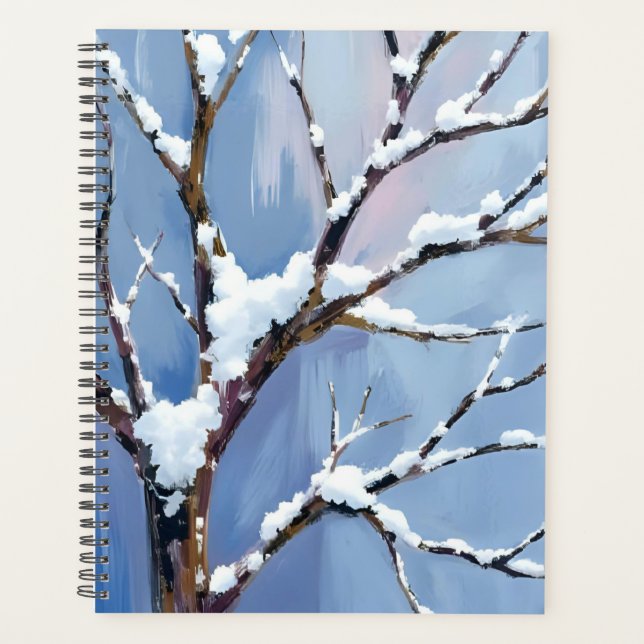 Winter Wonderland Snowy Tree Branches Painted Planner (Front)