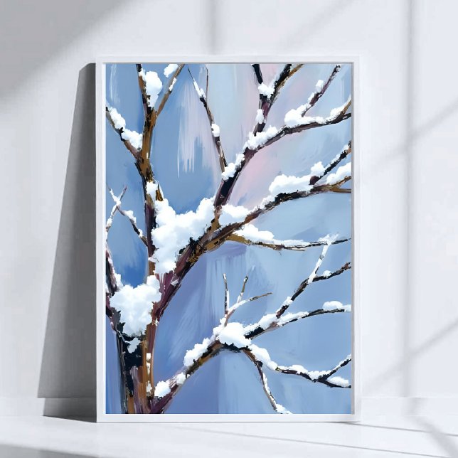 Winter Wonderland Snowy Tree Branches Painted Poster (Creator Uploaded)
