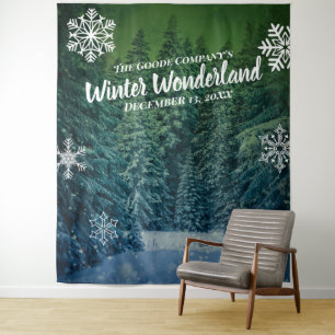 Winter Wonderland Snowy Trees    Party Backdrop Tapestry