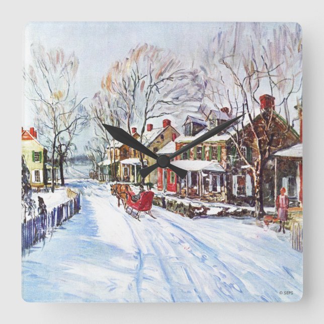 Winter Wonderland Square Wall Clock (Front)