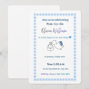 Winter Wonderland Stork Baby Shower Invitation   B