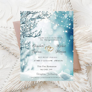 Winter Wonderland, String Lights Wedding Invitation