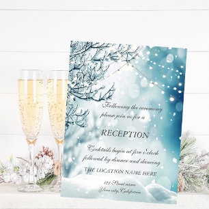 Winter Wonderland, String Lights Wedding Reception Invitation