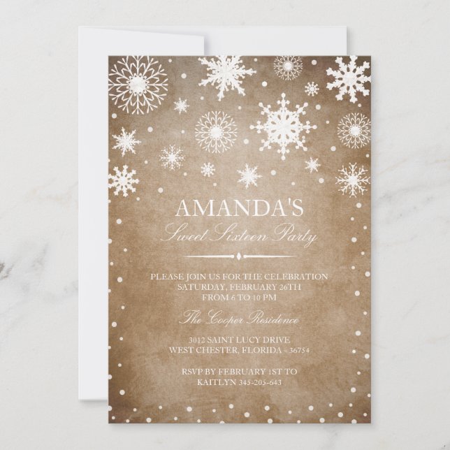 Winter Wonderland Sweet 16 Invitation (Front)