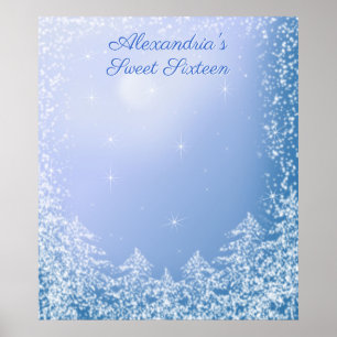Winter Wonderland Sweet Sixteen Sign in Board