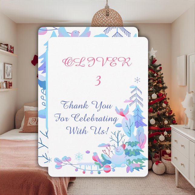 Winter Wonderland Thank You Card, Snowman Forest  (Creator Uploaded)