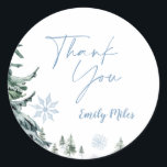 Winter Wonderland Thank You Classic Round Sticker<br><div class="desc">Winter Wonderland Thank You Classic Round Sticker</div>