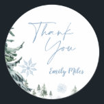Winter Wonderland Thank You Classic Round Sticker<br><div class="desc">Winter Wonderland Thank You Classic Round Sticker</div>