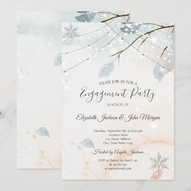 Winter Wonderland, Tree Branch Engagement Invitation (Front/Back)