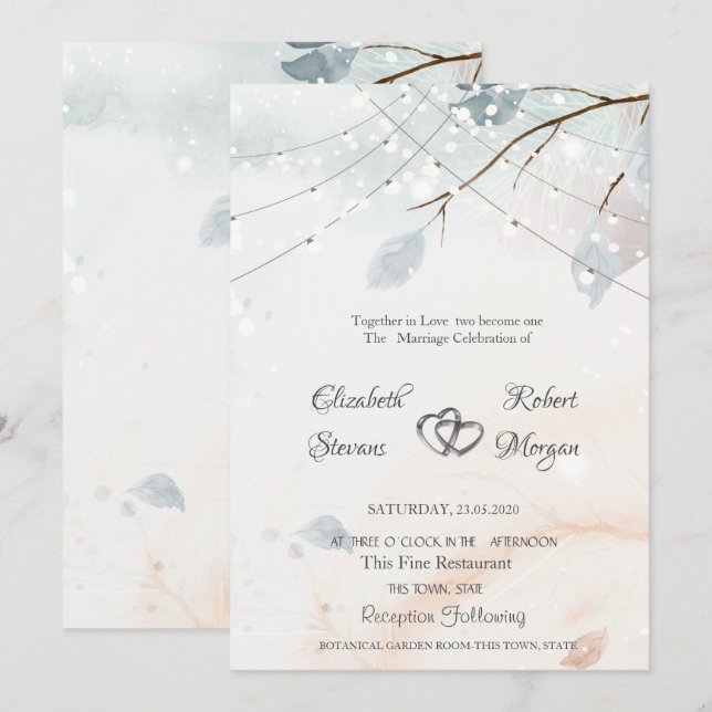 Winter Wonderland,Tree Branch  Wedding  Invitation (Front/Back)