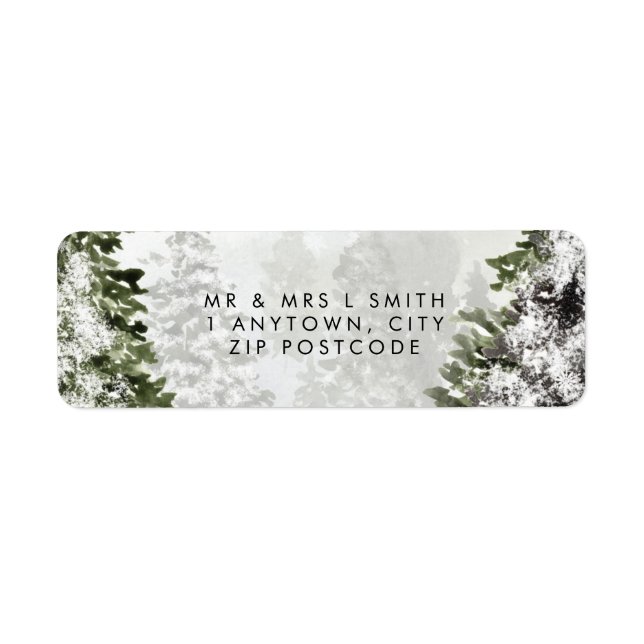 winter wonderland trees return address label (Front)