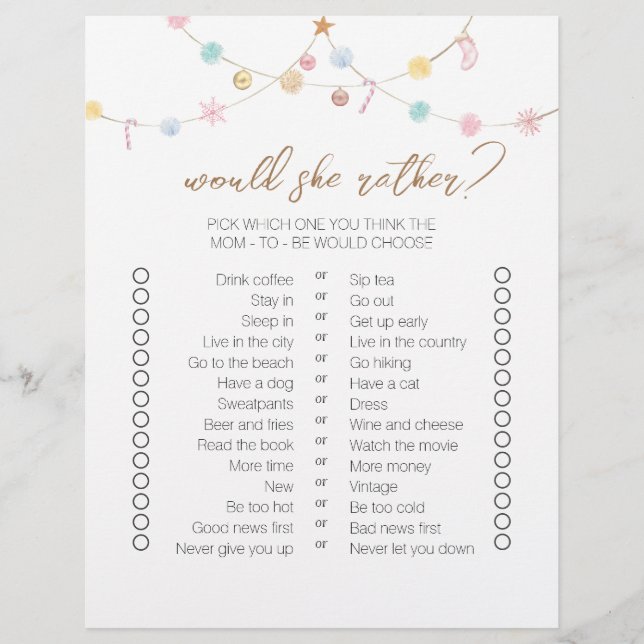 Winter Wonderland Two-Side Bingo Baby Shower Games (Front)