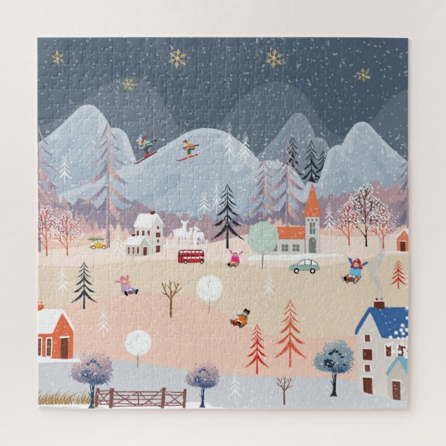Winter Wonderland: Vintage Countryside Scene. Jigsaw Puzzle (Vertical)