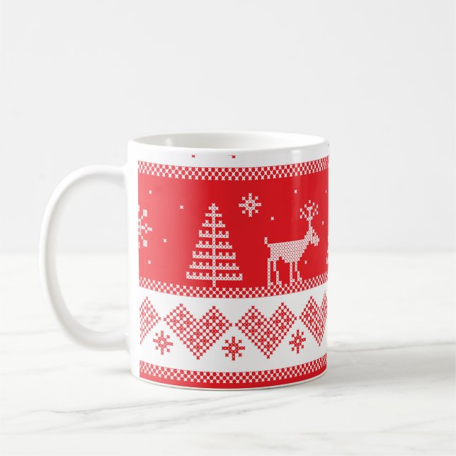 Winter Wonderland: Vintage Seamless Design. Coffee Mug (Left)