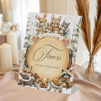 Winter Wonderland Watercolor Animals Favours Sign