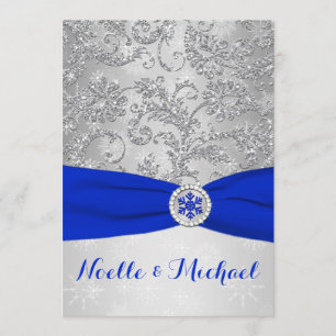 Winter Wonderland Wedding   Crystal Buckle   Blue Invitation