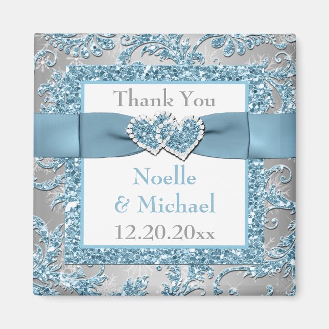 Winter Wonderland Wedding Favor Merci Magnet (Devant)