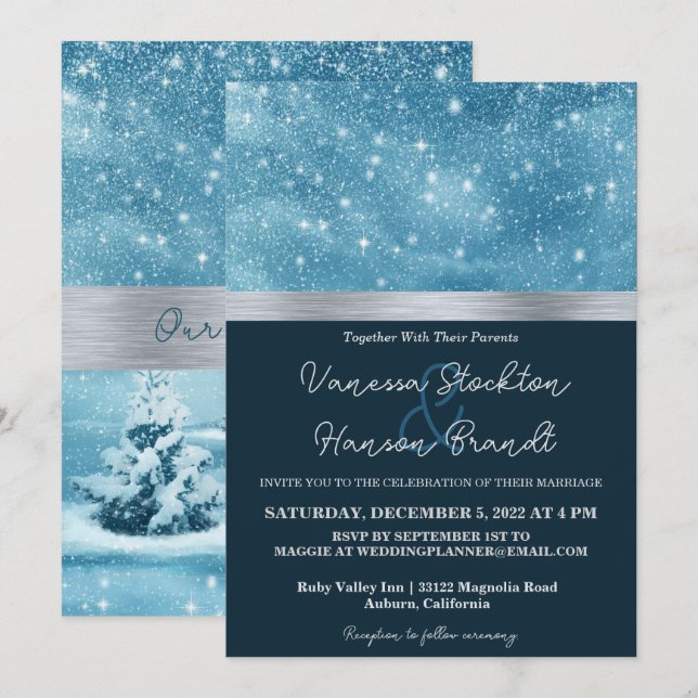 Winter Wonderland Wedding Invitation (Front/Back)
