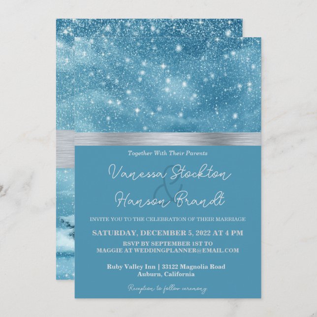 Winter Wonderland Wedding Invitation (Front/Back)