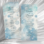 Winter Wonderland Wedding Program Card<br><div class="desc">Guide guests through your ceremony with this elegant winter wedding program in frosty dusty blue. Decorated with watercolor snowflakes,  a silver rope heart,  and graceful script,  it includes sections for the wedding party,  order of events,  and a heartfelt thank-you message. A stylish and practical touch for winter wonderland weddings.</div>