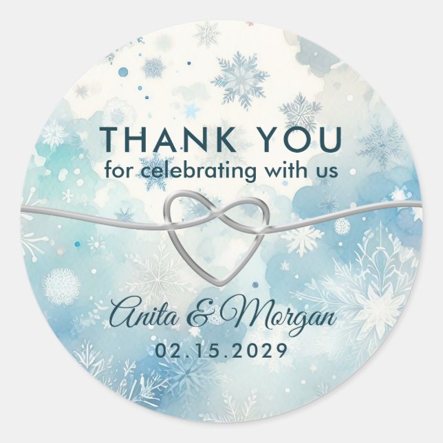 Winter Wonderland Wedding Thank You Sticker (Front)