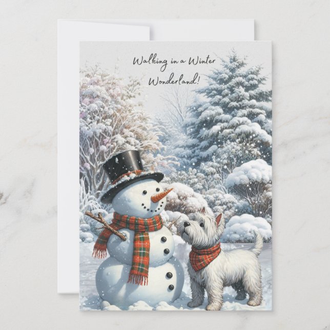Winter Wonderland Westie Carte de Noël (Devant)