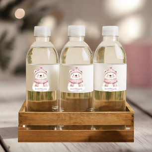 Winter Wonderland White Bear Birthday  Water Bottle Label
