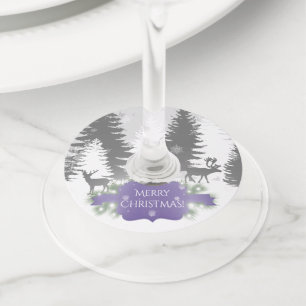 Winter Wonderland Wine Glass Tags - Purple