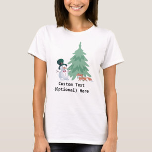 Winter Wonderland with Snowman & Fox Christmas T-Shirt