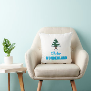 "Winter Wonderland" With Winter Tree Throw Pillow
