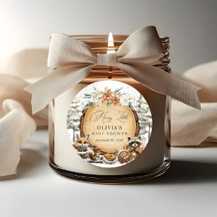 Winter Wonderland Woodland Animals Baby Shower Classic Round Sticker