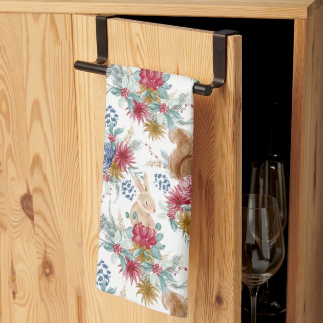 Winter Wonderland Woodland Animals Christmas Kitchen Towel (Thirds Fold)