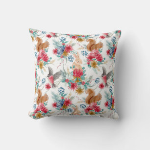 Winter Wonderland Woodland Animals Christmas Throw Pillow