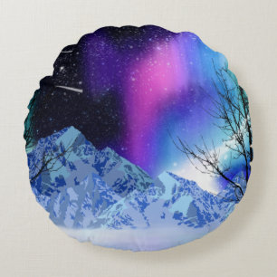 Winter Wonderlights Round Pillow