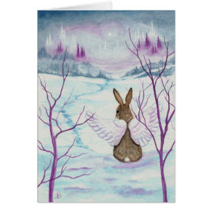 Winter Wonders Rabbit Angel Art by BiHrLe Card