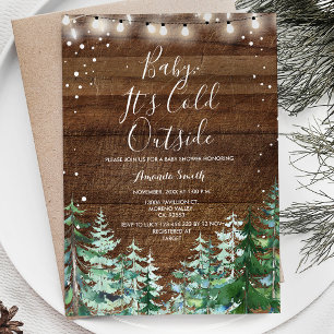 Winter Wood Baby It's Cold Outside Baby Shower Invitation