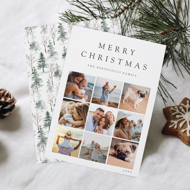 Winter Woodland 9 Photo Grid Collage Holiday Card (Creator Uploaded)