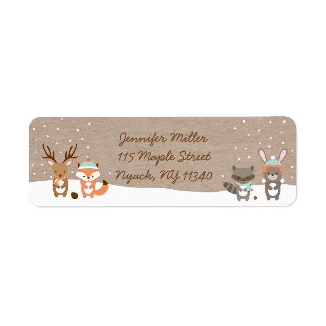 Winter Woodland Animal Baby shower Adresse (Devant)
